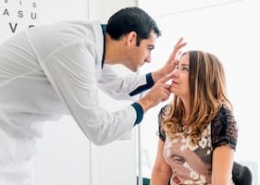 Doctor looking into a patient's eye